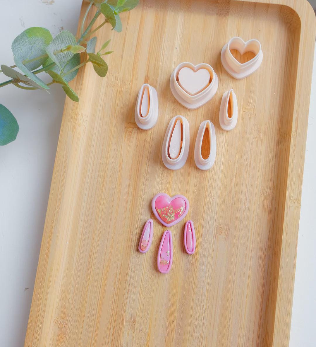 Heart Polymer Clay Cutter Set (6pc) | Clay Earring Tools for Jewelry Making & DIY Crafts