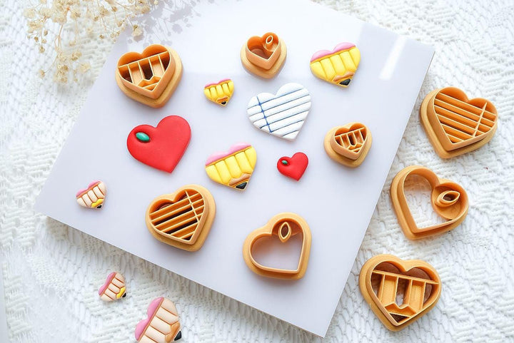 Heart Polymer Clay Cutter Set: Back to School Edition