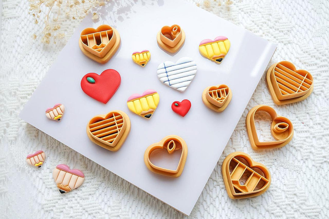 Heart Polymer Clay Cutter Set: Back to School Edition