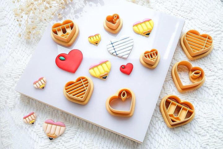 Heart Polymer Clay Cutter Set: Back to School Edition