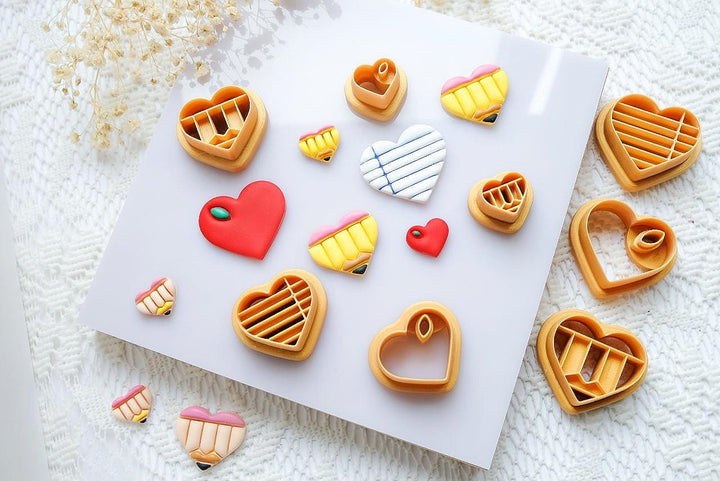 Heart Polymer Clay Cutter Set: Back to School Edition