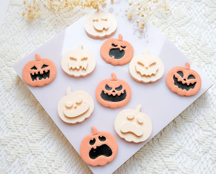 Halloween Pumpkin Face Stamp & Cutter Set: Polymer Clay Earrings