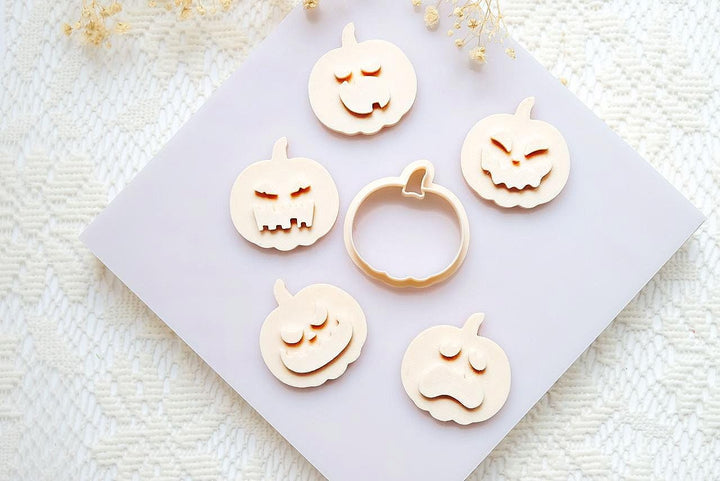 Halloween Pumpkin Face Stamp & Cutter Set: Polymer Clay Earrings