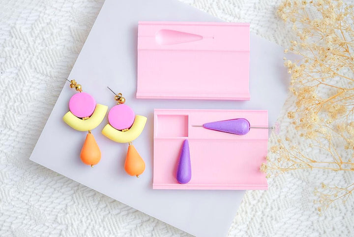 Polymer Clay Drop Bead Roller Set: Hole Maker & Size Guide (15-30mm), Drop bead Roller for polymer clay, Bead roller with guide