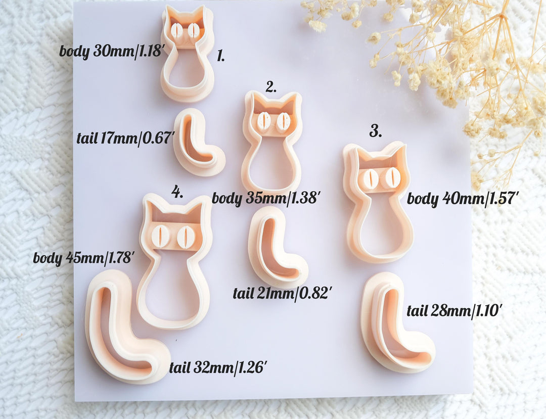 Kawaii Black Cat Polymer Clay Cutter Set: Earring & Jewelry Tool