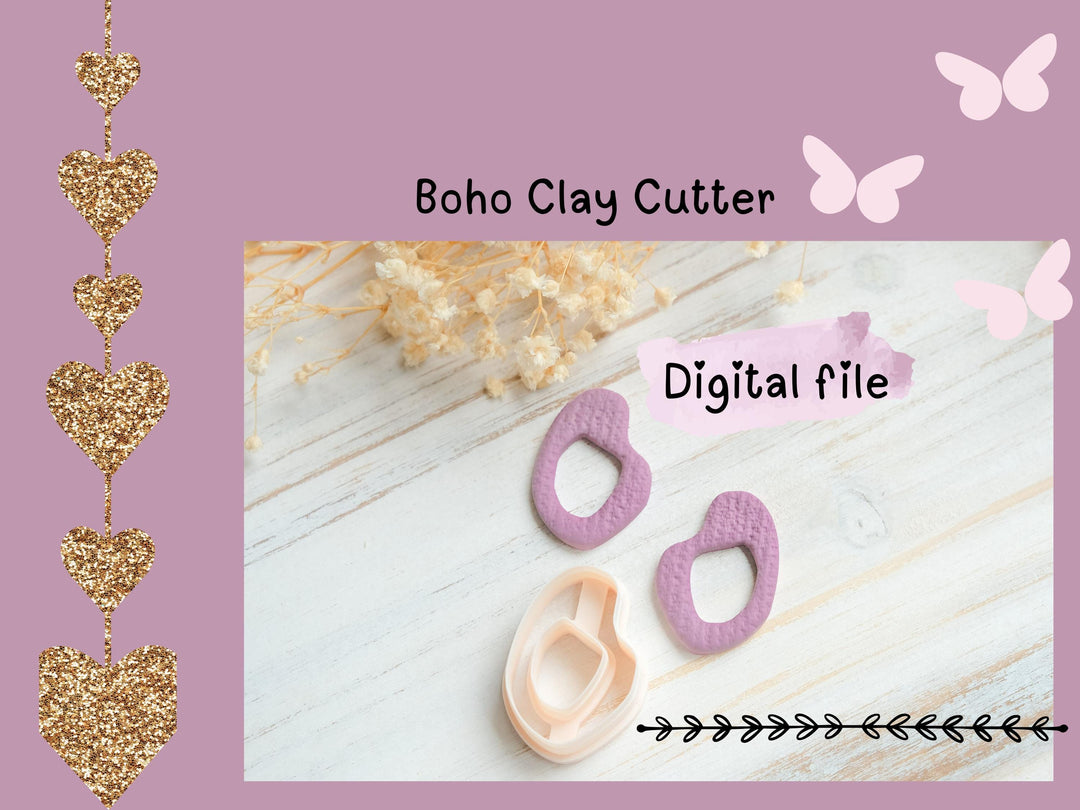 Abstract Organic Clay Cutter Digital File | Polymer Clay Earring Cutter for Earrings | 30mm, 35mm, 40mm