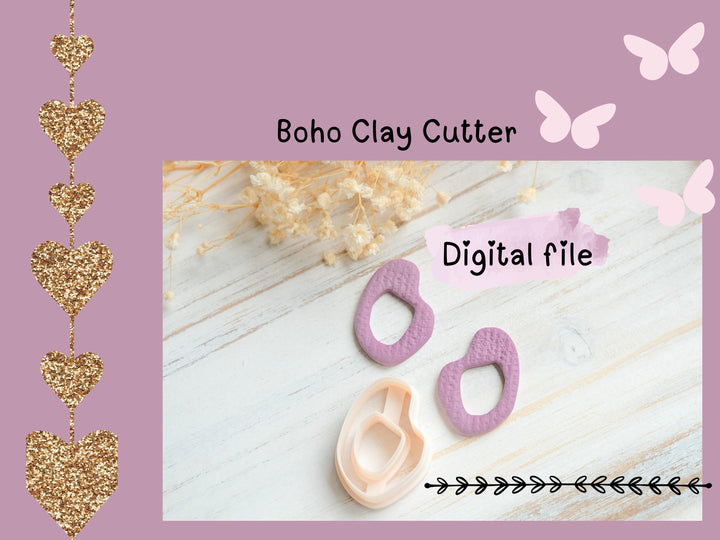 Abstract Organic Clay Cutter Digital File | Polymer Clay Earring Cutter for Earrings | 30mm, 35mm, 40mm