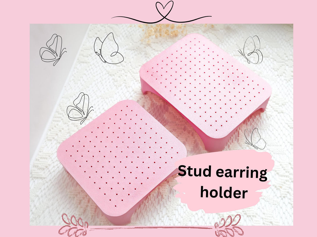 Stud Earrings Holder Stand – UV Resin Coated Display Organizer | Jewelry Display Stand for Earrings, Resin Craft Jewelry Storage