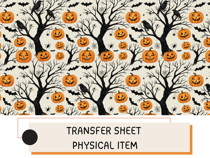 Spooky Pumpkin Polymer Clay Transfer Sheet – Halloween Pattern Transfer – Water Transfer Paper for Clay Jewelry, Holiday Craft Supply ( No7)