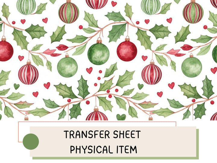 Christmas bauble Transfer Sheet – Christmas Pattern Transfer – Water Transfer Paper for Clay Jewelry, Holiday Craft Supply ( No14)