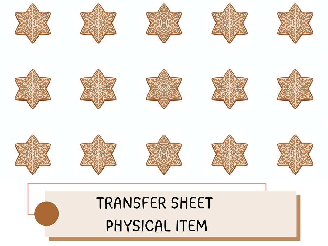 Gingerbread Star Transfer Sheet – Christmas Pattern Transfer – Water Transfer Paper for Clay Jewelry, Holiday Craft Supply ( No15)
