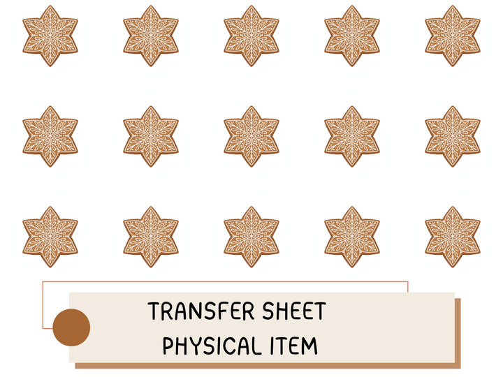 Gingerbread Star Transfer Sheet – Christmas Pattern Transfer – Water Transfer Paper for Clay Jewelry, Holiday Craft Supply ( No15)