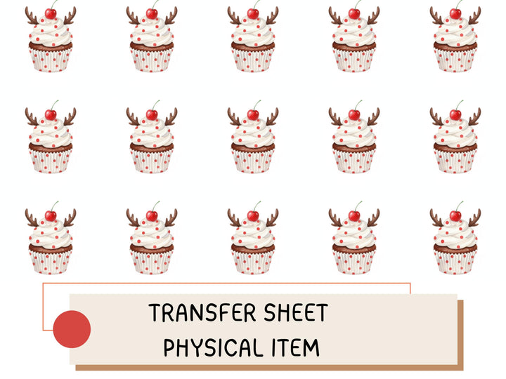 Cupcake Transfer Sheet – Christmas Pattern Transfer – Water Transfer Paper for Clay Jewelry, Holiday Craft Supply ( No16)