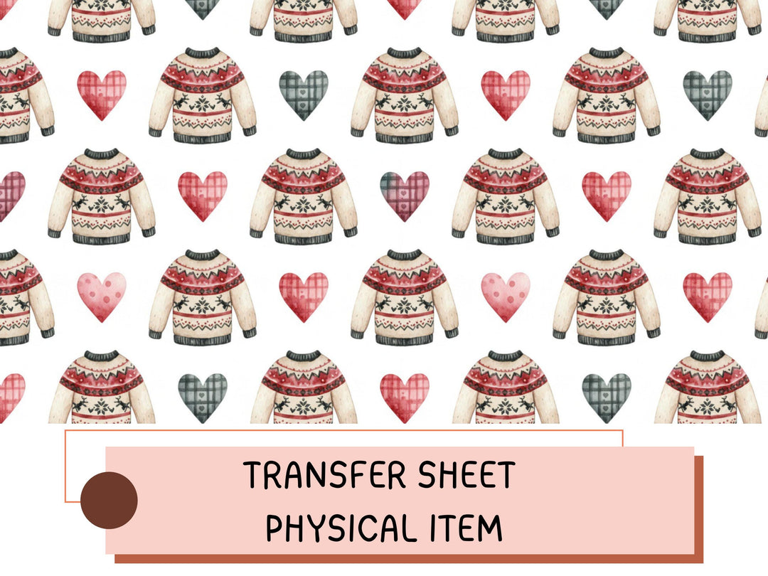 Polymer Clay Transfer Sheet – Christmas Sweater & Heart Pattern – Water Transfer Paper for Clay Jewelry, Holiday Craft Supply ( No 1)