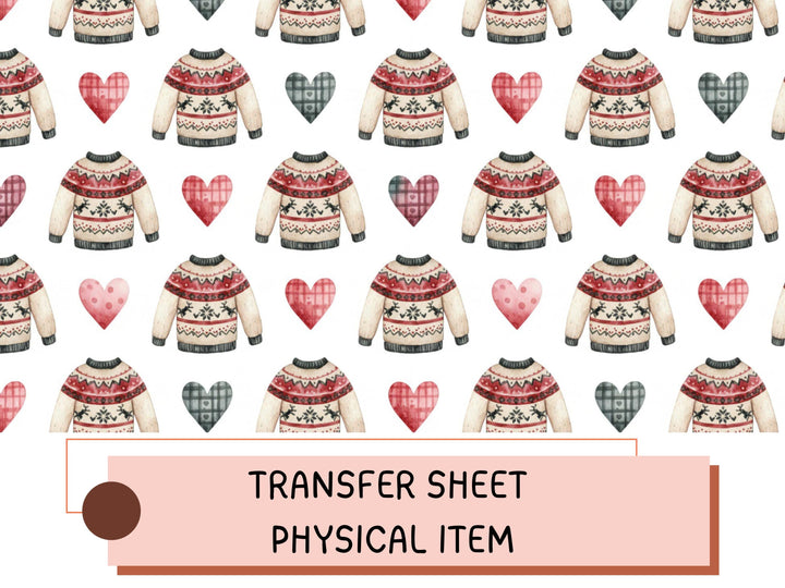 Polymer Clay Transfer Sheet – Christmas Sweater & Heart Pattern – Water Transfer Paper for Clay Jewelry, Holiday Craft Supply ( No 1)