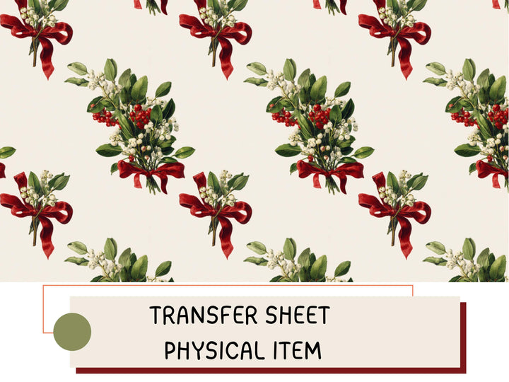 Mistletoe Polymer Clay Transfer Sheet – Christmas  Pattern Transfer – Water Transfer Paper for Clay Jewelry, Holiday Craft Supply ( No 4)