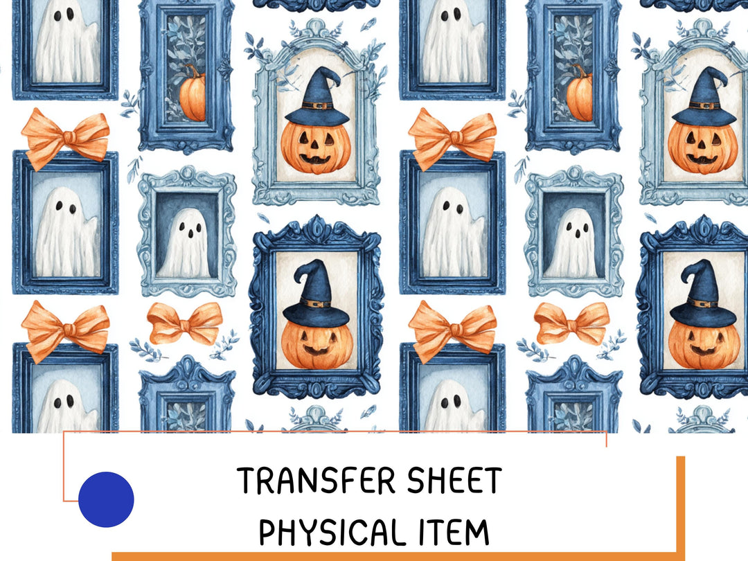 Ghost in Frame Polymer Clay Transfer Sheet – Halloween Pattern Transfer – Water Transfer Paper for Clay Jewelry, Holiday Craft Supply ( No8)
