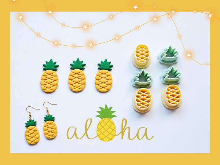 Pineapple Polymer Clay Cutter Set | Embossed Fruit Earring Making Tools | DIY Jewelry Supplies