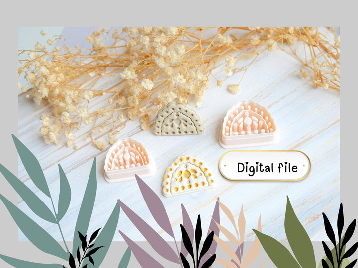 Arch Pattern Clay Cutter Digital Files | Boho Rainbow Design STL | Polymer Clay Texture Tools for Earrings & DIY Crafts