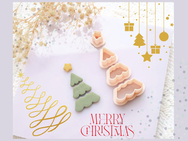Christmas Tree Polymer Clay Cutter Set – 3 Piece Earring Cutter with Star Top | Clay Tools for Holiday Jewelry & Crafts