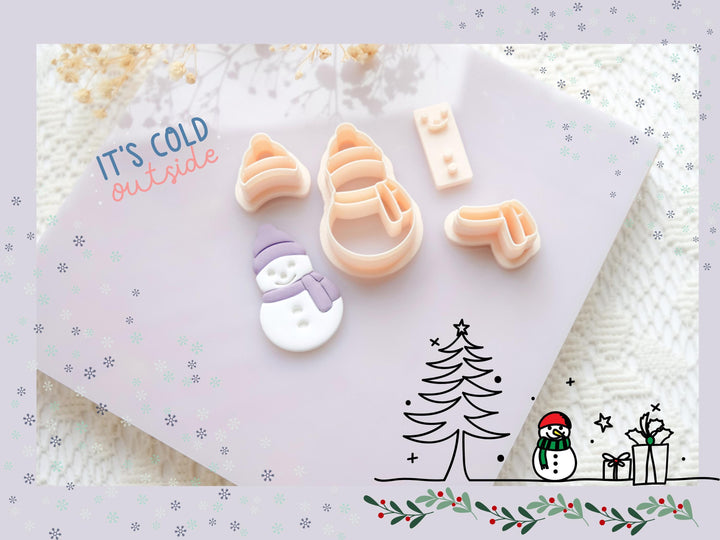 Snowman Polymer Clay Cutter Set – Christmas Clay Earring Cutter Tools for Festive Jewelry Making - Built snowman cutter
