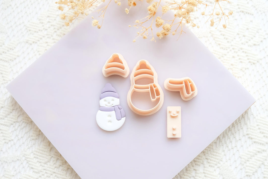 Snowman Polymer Clay Cutter Set – Christmas Clay Earring Cutter Tools for Festive Jewelry Making - Built snowman cutter