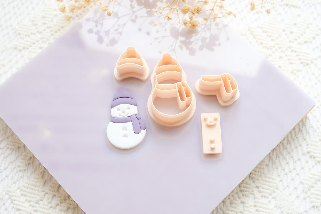 Snowman Polymer Clay Cutter Set – Christmas Clay Earring Cutter Tools for Festive Jewelry Making - Built snowman cutter