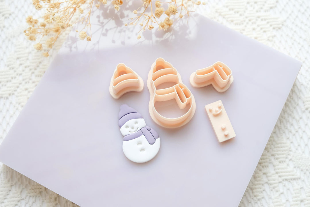 Snowman Polymer Clay Cutter Set – Christmas Clay Earring Cutter Tools for Festive Jewelry Making - Built snowman cutter
