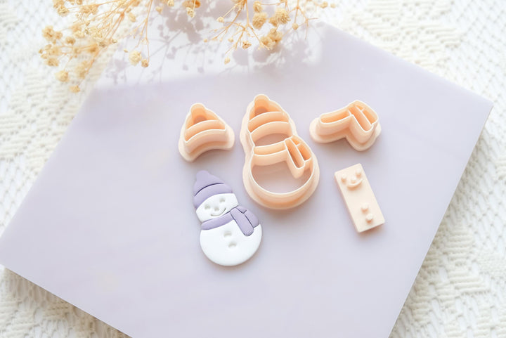 Snowman Polymer Clay Cutter Set – Christmas Clay Earring Cutter Tools for Festive Jewelry Making - Built snowman cutter