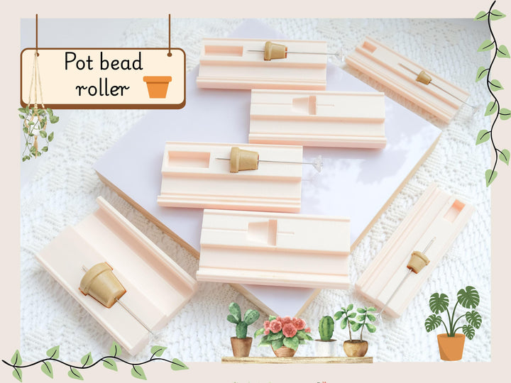 Polymer Clay Plant Pot Bead Roller: Pot Bead Shaping Tool with Piercing Needle, Flower Pot roller with needle, Bead roller with guide