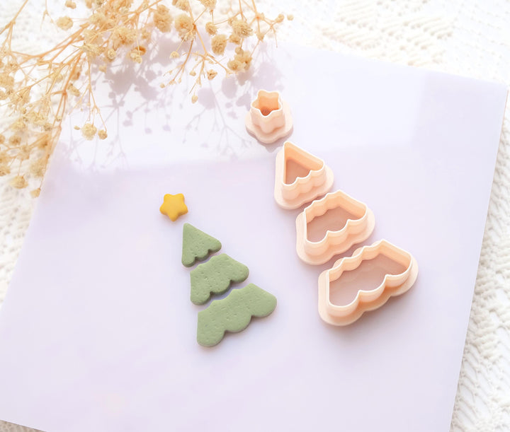 Christmas Tree Polymer Clay Cutter Set – 3 Piece Earring Cutter with Star Top | Clay Tools for Holiday Jewelry & Crafts