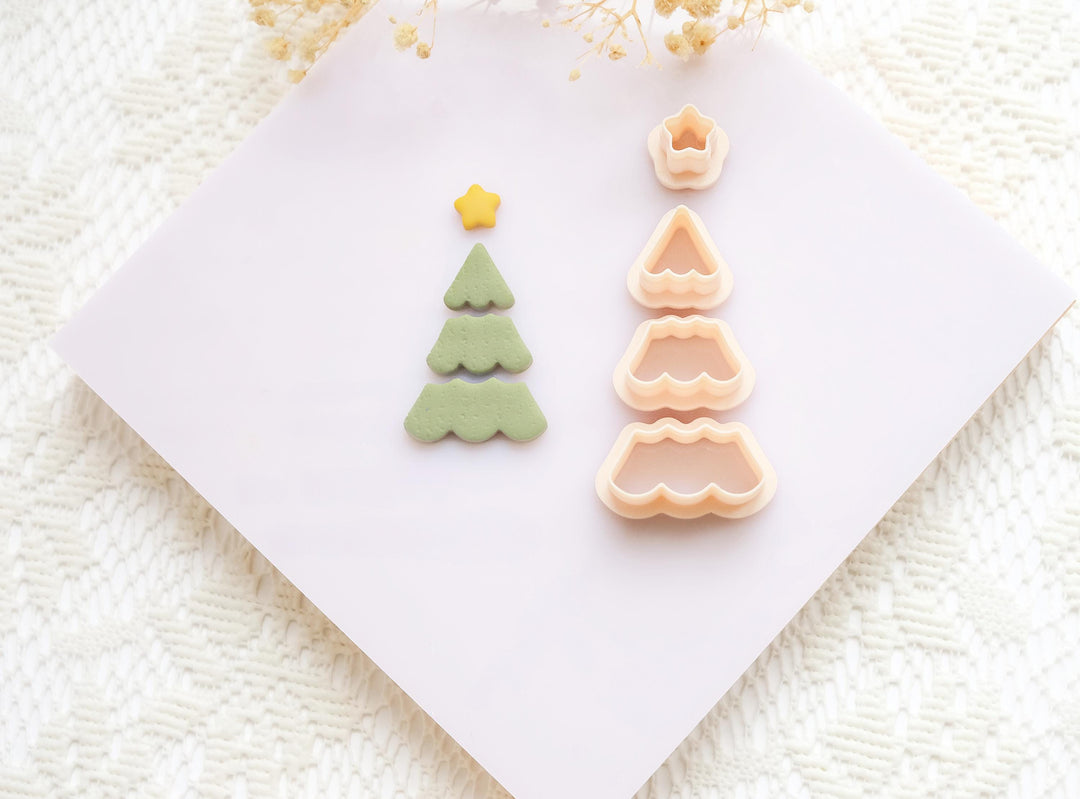 Christmas Tree Polymer Clay Cutter Set – 3 Piece Earring Cutter with Star Top | Clay Tools for Holiday Jewelry & Crafts