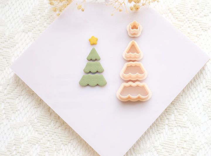 Christmas Tree Polymer Clay Cutter Set – 3 Piece Earring Cutter with Star Top | Clay Tools for Holiday Jewelry & Crafts