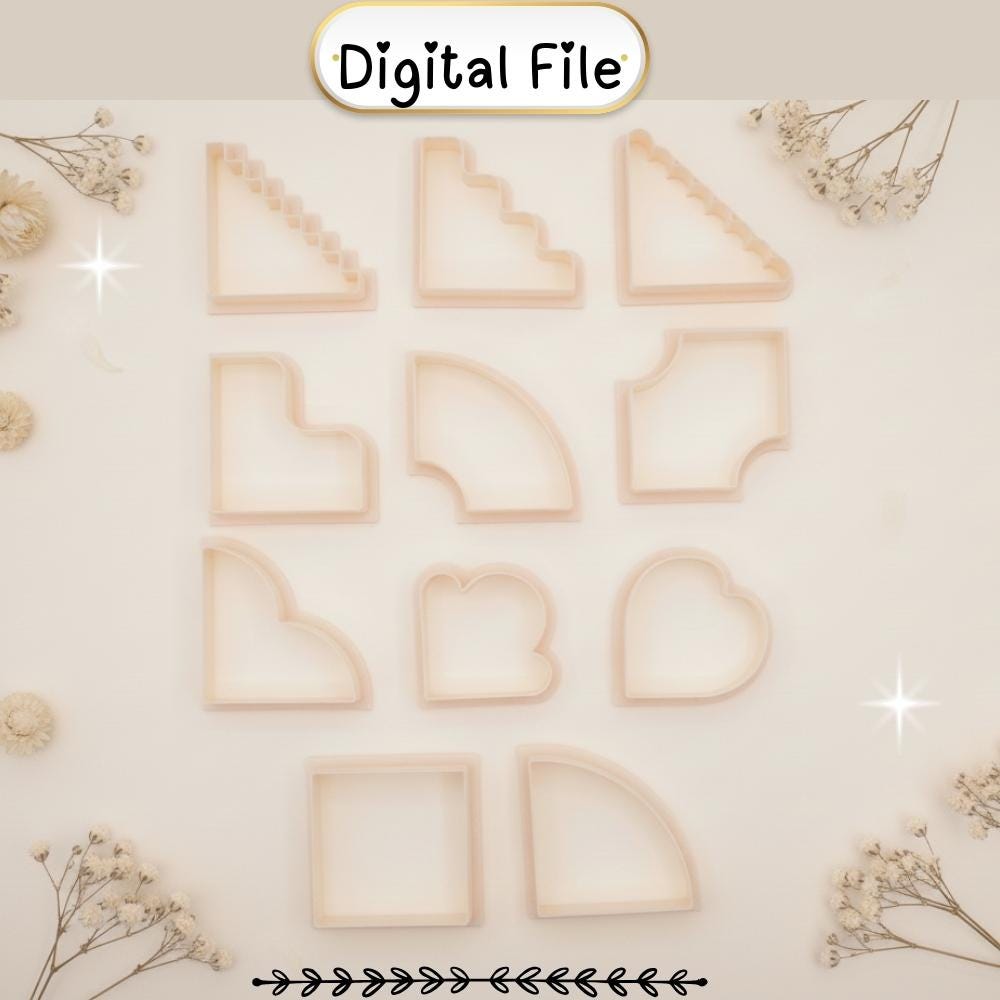 Book Corner Cutter Templates Set STL| Decorative Corner Shapes Mold| Scrapbooking & Craft Cutting Files | Digital Book Corner Designs