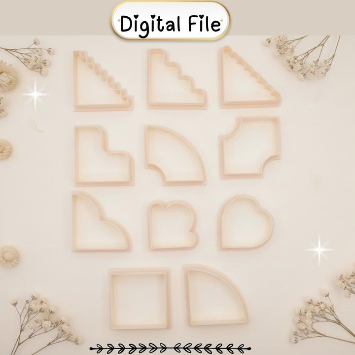 Book Corner Cutter Templates Set STL| Decorative Corner Shapes Mold| Scrapbooking & Craft Cutting Files | Digital Book Corner Designs