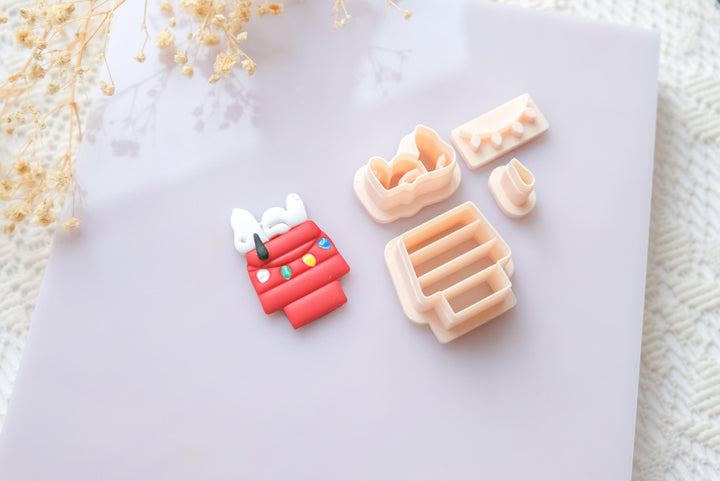 Christmas Dog on Roof Polymer Clay Cutter Set • Holiday Dog on Roof Clay Cutter • Festive Earring Cutter Mold for Polymer Clay Artists