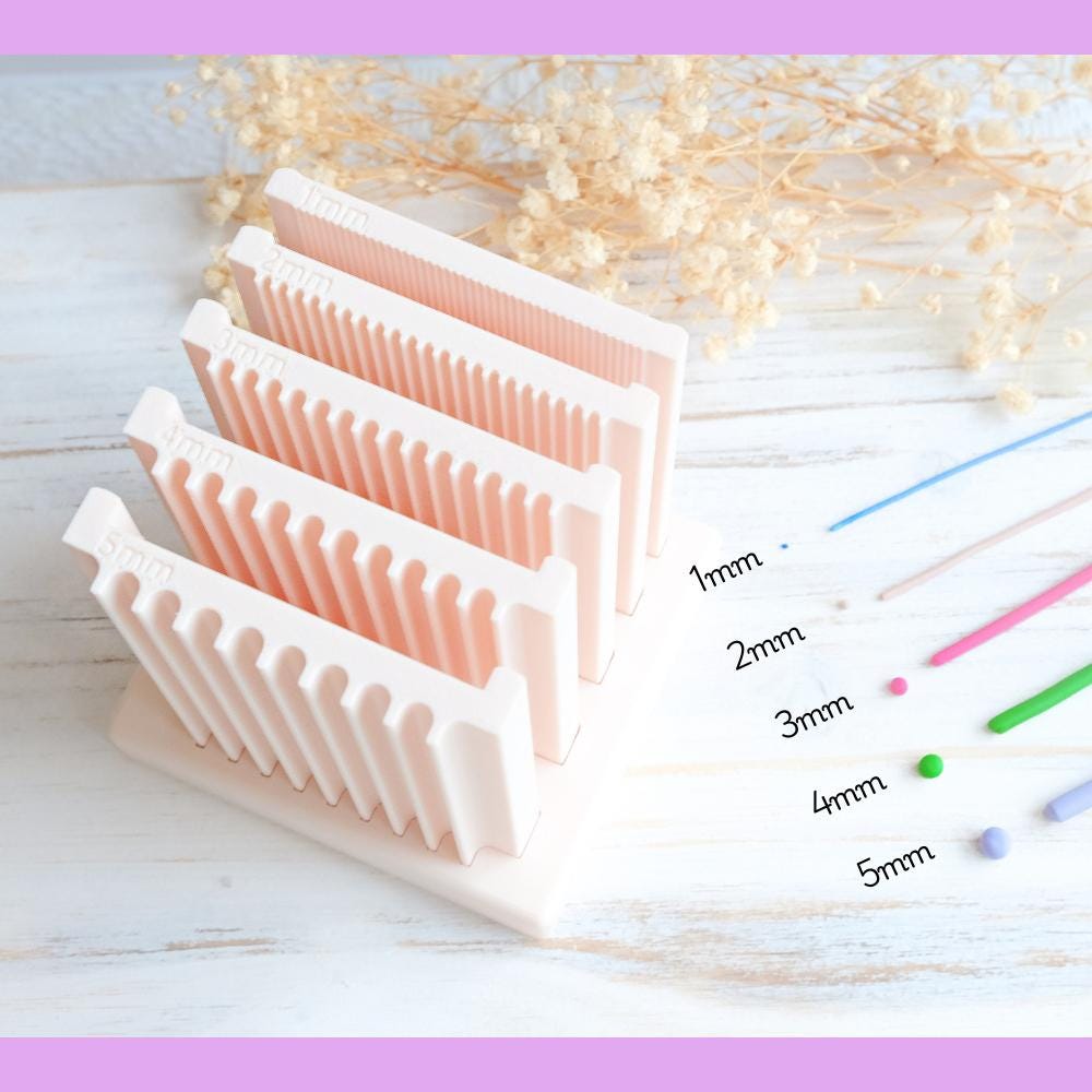 2-in-1 Polymer Clay Bead Roller STL | Dual-Sided Mini Ball Maker (1–5mm) + Flat Strip Measuring Board | Printable 3D STL with Holder