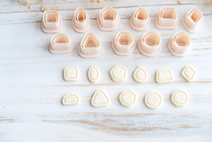 Basic Geometric Shape Mini Cutter Set STL | Modern Shape Stud Cutters with lines | Polymer Clay Cutters | 3D Print Files