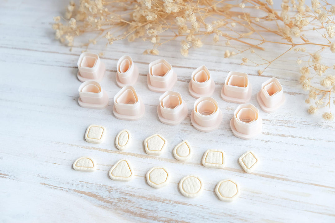 Basic Geometric Shape Mini Cutter Set STL | Modern Shape Stud Cutters with lines | Polymer Clay Cutters | 3D Print Files