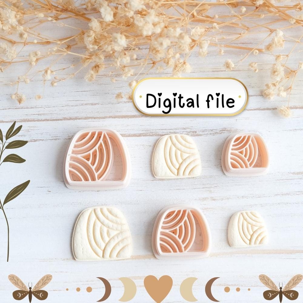 Abstract Wave Arch Cutter STL File | Polymer Clay Cutter & Texture Embosser | Digital Download for Jewelry Makers