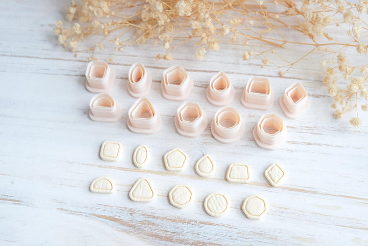 Basic Geometric Shape Mini Cutter Set STL | Modern Shape Stud Cutters with lines | Polymer Clay Cutters | 3D Print Files