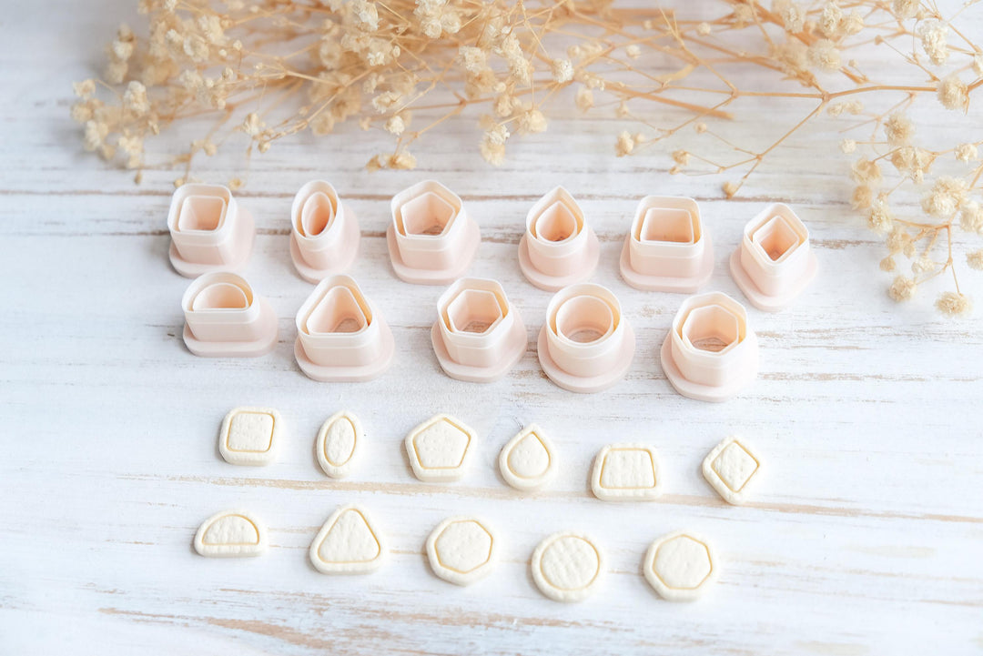 Basic Geometric Shape Mini Cutter Set STL | Modern Shape Stud Cutters with lines | Polymer Clay Cutters | 3D Print Files