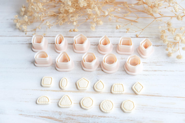 Basic Geometric Shape Mini Cutter Set STL | Modern Shape Stud Cutters with lines | Polymer Clay Cutters | 3D Print Files