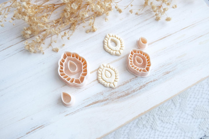 Abstract Moroccan Boho Floral Polymer Clay Earring Cutter STL | Abstract Teardrop Shape | DIY Jewelry Tool