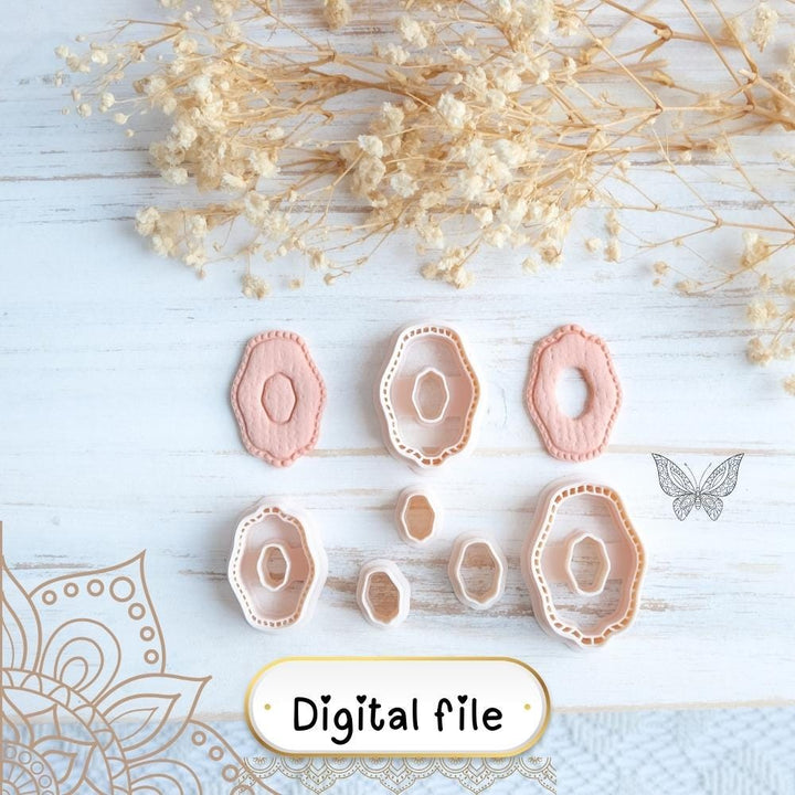 Abstract Organic Shape Polymer Clay Cutter STL | Oval Earring Cutter Set | 3D Print File | Polymer Clay Jewelry Making Tool