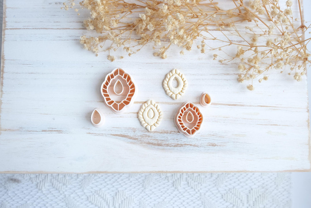 Abstract Moroccan Boho Floral Polymer Clay Earring Cutter STL | Abstract Teardrop Shape | DIY Jewelry Tool