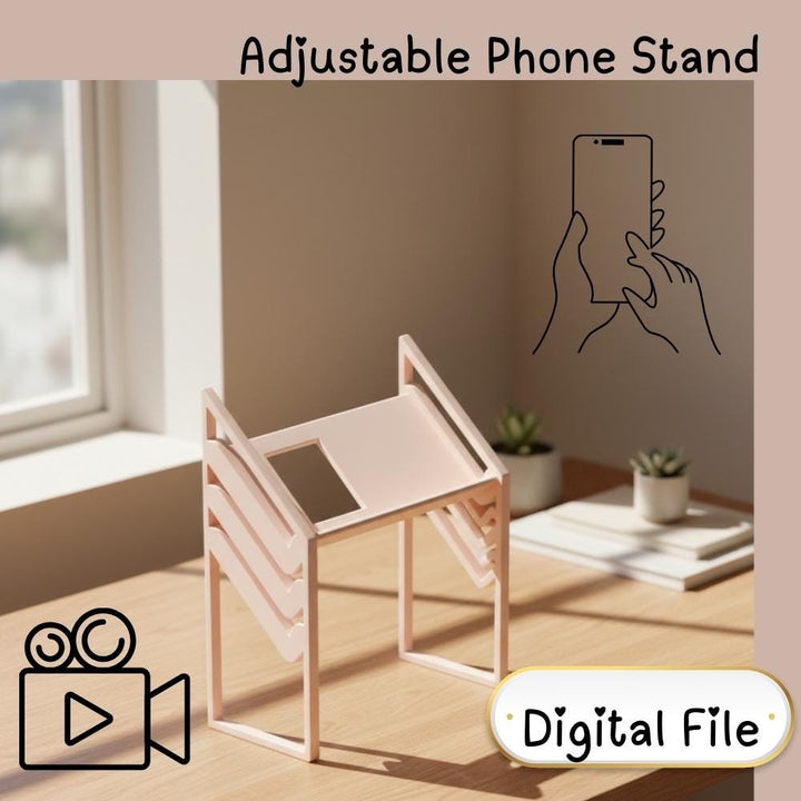 Adjustable Phone Stand for Close-Up Filming STL file | Hands-Free Video for Craft & Work, Digital File