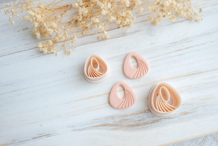 Abstract Swirl Teardrop Polymer Clay Cutter STL | Modern Hollow Dangle Earring Template | 3D Print Jewelry Tool Digital Download