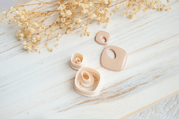 Abstract Dangle no Drill Polymer Clay Cutter STL Set | Hollow Dangle Earring Template | 3D Print Jewelry Making Tool Digital Download