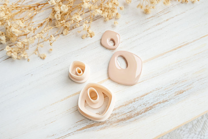Abstract Dangle no Drill Polymer Clay Cutter STL Set | Hollow Dangle Earring Template | 3D Print Jewelry Making Tool Digital Download